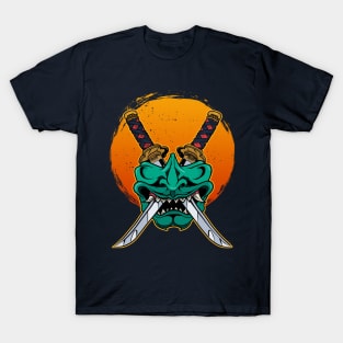 Samurai Mask with katanas T-Shirt